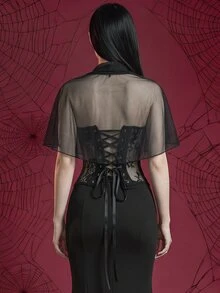Glisette Women's Lace Mesh Sexy Versatile Date & Outing Top - Black - View 2