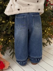 DAZY Infant/Toddler (Girl) Casual Faded Korean Style Denim Jeans - Blue - View 8