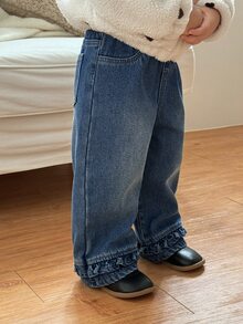DAZY Infant/Toddler (Girl) Casual Faded Korean Style Denim Jeans - Blue - View 4