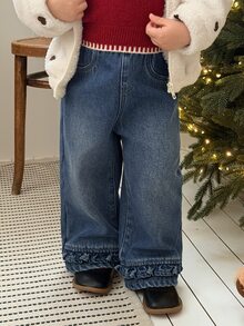 DAZY Infant/Toddler (Girl) Casual Faded Korean Style Denim Jeans - Blue - View 3