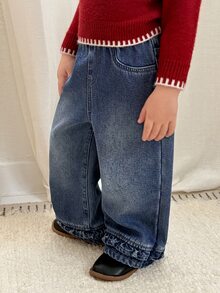 DAZY Infant/Toddler (Girl) Casual Faded Korean Style Denim Jeans - Blue - View 6