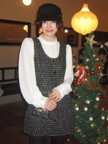 DAZY Women's Korean Style Plaid Single-Breasted Casual Elegant Pinafore Dress - Black - View 6