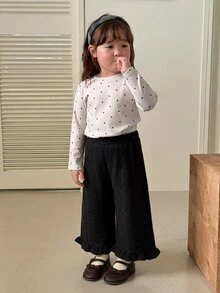 DAZY Infant/Toddler (Girl) Loose Korean Style Ruffle Hem Solid Color Bottoms - Grey - View 7