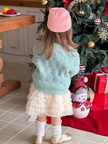 Dazy Kids Infant (Girl) Round Neck Bowknot Tie-Up Korean Style Long Sleeve Sweater Winter - Mint Green - View 2
