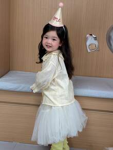 DAZY Infant/Toddler (Girl) Round Neck Peter Pan Collar Spring/Autumn Japanese Style Top - Apricot - View 2