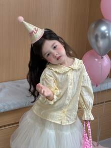 DAZY Infant/Toddler (Girl) Round Neck Peter Pan Collar Spring/Autumn Japanese Style Top - Apricot - View 8