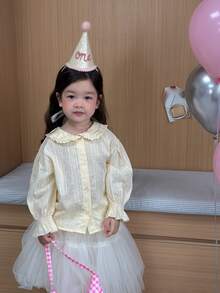 DAZY Infant/Toddler (Girl) Round Neck Peter Pan Collar Spring/Autumn Japanese Style Top - Apricot - View 9