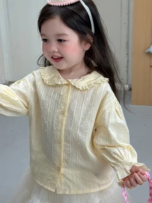 DAZY Infant/Toddler (Girl) Round Neck Peter Pan Collar Spring/Autumn Japanese Style Top - Apricot - View 7