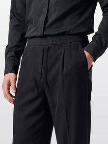 TekDrob WaterProof Pleated Pants With Smartphone Pocket And Stretch Waistband With Hidden Internal Drawcord - Black - View 4