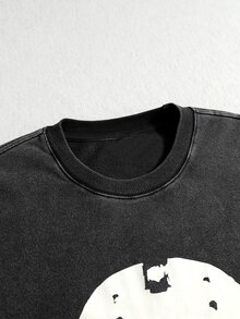 ROMWE MEN Friday the 13th X ROMWE Men's Casual Minimalist Co-Branded Crew Neck Long Sleeve T-Shirt - Black - View 4