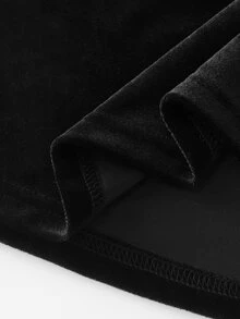 Balvessa Women's Elegant Sexy Lace Patchwork Ruched Split Thigh Velvet Formal Dress - Black - View 6