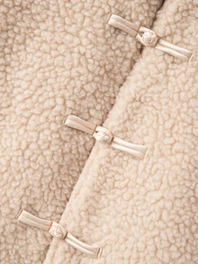 Pariaura Women's Fall Winter Cream Stand Collar Single-Breasted Shearling Short Jacket, Long-Sleeve Loose Warm Top,Elegant Occasion Wear For Daily Commute Date - Brown - View 10