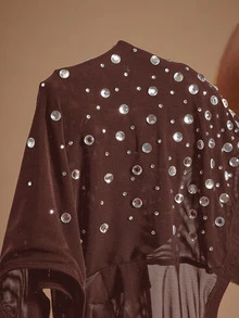 Radiana Plus Rhinestone Detail Tube Bodysuit - Coffee Brown - View 9