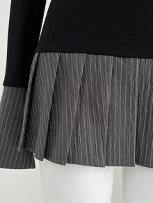 Elamini 1 件女士黑色短裙，适合日常穿着、通勤、返校季、优雅、复古、通勤、二合一褶皱、返校季日常、休闲、学院风 - 黑色 - 查看 6