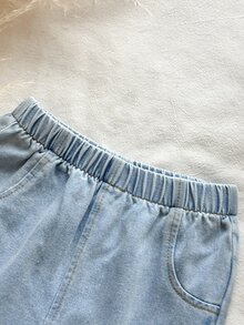 Vintaside Kids Set 2pcs Toddler Girl Sweatshirt + Flare Jeans Preppy Apricot Blue Rib Knit Fuzzy Cuff Long Sleeve Turtleneck Thick Outdoor Party Winter Fall - Apricot - View 8