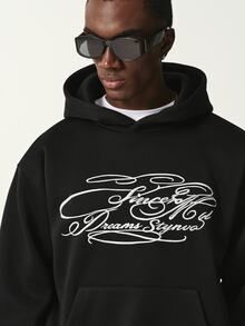 STYNVO Men's Fashion Embroidered Pocket Long Sleeve Hoodie - Black - View 4