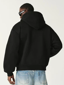 STYNVO Men's Fashion Embroidered Pocket Long Sleeve Hoodie - Black - View 2