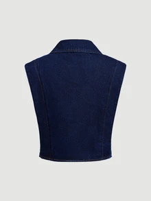 Selenza Women's Metal Buckle Casual Daily Denim Top - Blue - View 9