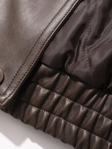 DAZY Mantel Katun Berbantalan untuk Wanita dengan Kancing dan Saku, Lengan Panjang - Coffee Brown - View 9