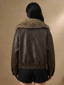 DAZY Mantel Katun Berbantalan untuk Wanita dengan Kancing dan Saku, Lengan Panjang - Coffee Brown - View 2