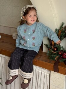 DAZY Infant/Toddler (Girl) Autumn/Winter Long Sleeve Cardigan - Blue - View 9