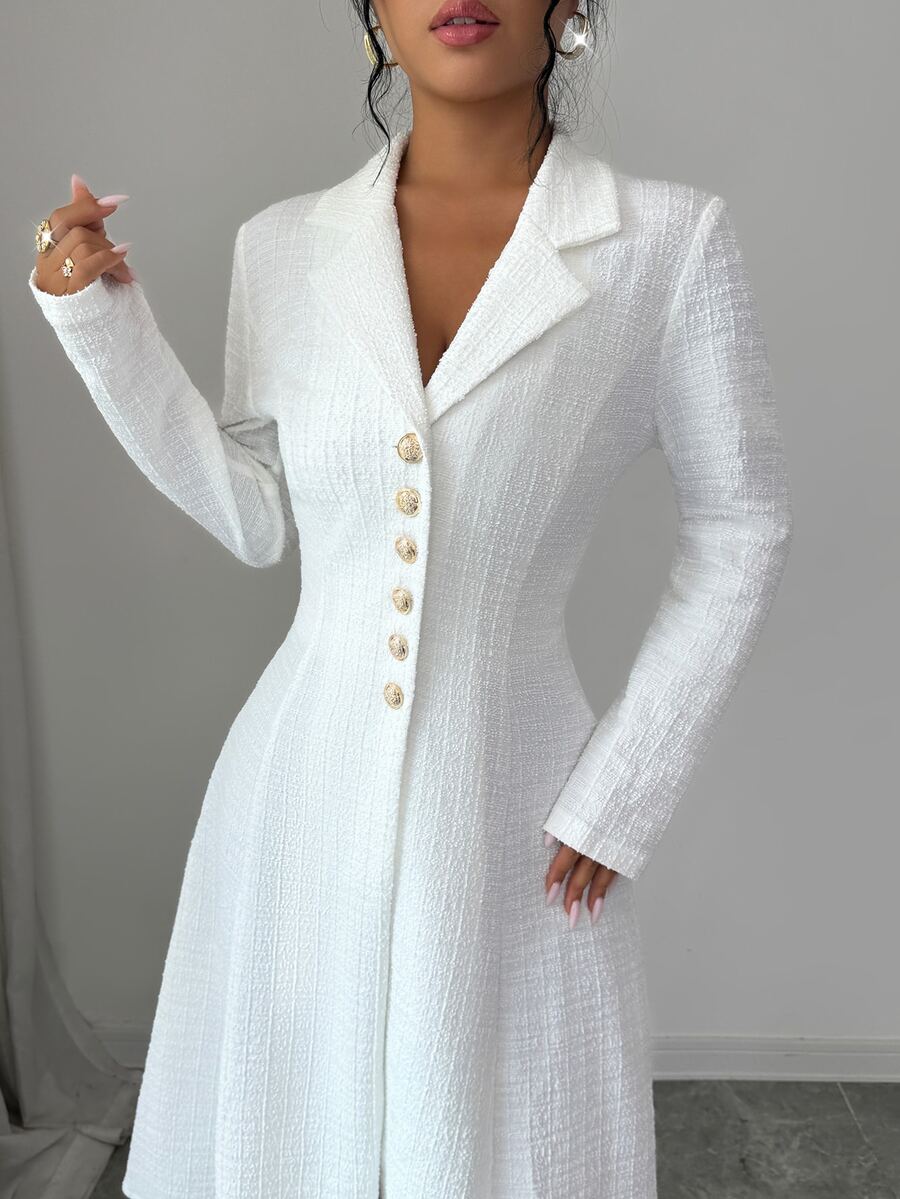 Elenzga Women's Elegant French Wool Blend Coat For Outing Office Dinner, Commuting And Business White Fall - White - View 1