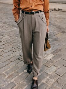 Balvessa Women's Casual Versatile Daily Travel Long Pants With Pockets - Flint Stone - View 8