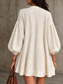 LUMIGAL Women's Autumn/Winter Velvet Textured Long Sleeve Dress - Apricot - View 2