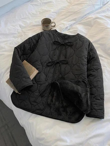 FRIFUL Mantel Katun Berlapis Kasual Warna Polos untuk Wanita, Cocok untuk Perjalanan Musim Dingin Sehari-hari - Hitam - View 13