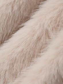 FRIFUL Women's Sweet Korean Style Faux Fur Long Sleeve Tie-Front Jacket Winter - Apricot - View 8