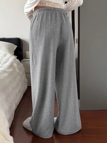 DAZY Women's Solid Color Drawstring Waist Casual Daily Wear Pajama Bottoms - Grey - View 2