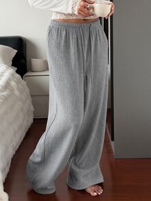 DAZY Women's Solid Color Drawstring Waist Casual Daily Wear Pajama Bottoms - Grey - View 5