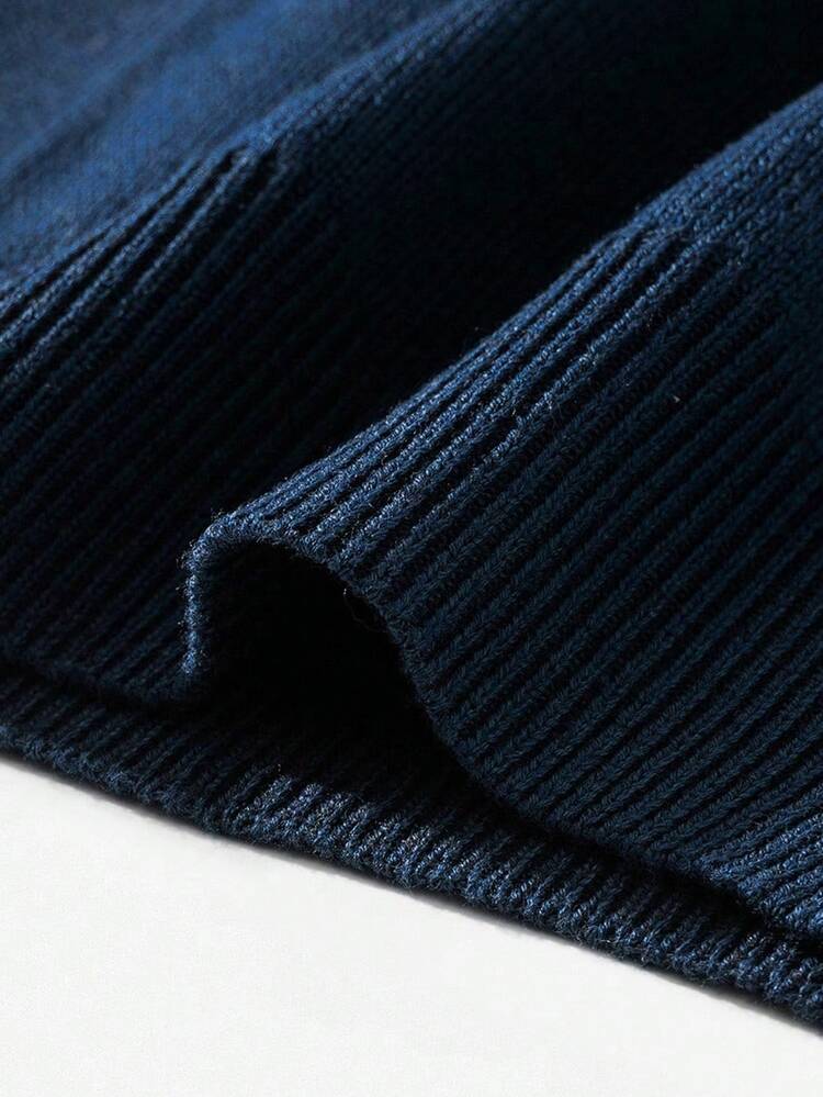 Manfinity Homme Christmas Men's Autumn/Winter Pattern Sweater,Suitable For Couple,Warm Family Atmosphere Parent-Child Couple Outfit - Navy Blue - View 7