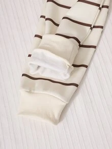 SHEIN 女童休閒 80 年代風 2 件套，秋季，紐約字母印花立領衛衣與短褲，保暖校園穿搭，適合上學，米褐色 - 彩色 - 查看 5
