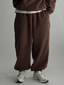 DAZY Setelan Sweatshirt Pullover Pria Motif Musim Gugur/Dingin dengan Bordir Huruf dan Resleting Setengah Terbuka, Dilengkapi Celana Olahraga, Terbuat dari Kain Fleece, Bordir Huruf, dan Celana Olahraga. - Coklat - View 4