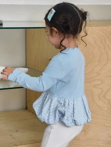 DAZY Infant/Toddler (Girl) Round Neck Long Sleeve Autumn/Winter Korean Style Top - Baby Blue - View 2
