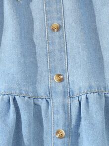SHEIN Young Girl's Washed Soft Denim A-Line Skirt With Belt, School, Campus, College Autumn Fall - Light Wash - View 4