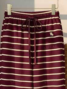 Tseoso Women's Drawstring Waist Loose Striped Long Pants - Multicolor - View 5