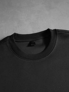 ROMWE MEN Men's Loose Fit Long Sleeve T-Shirt With Character Print Pattern - Black - View 3