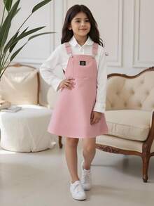 SHEIN Tween Girl Pink Corduroy Girls Clothes 8 To 12 Years Halloween Outfit Fall Style US Fall Style Autumn Winter - Pink - View 6