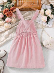 SHEIN Tween Girl Pink Corduroy Girls Clothes 8 To 12 Years Halloween Outfit Fall Style US Fall Style Autumn Winter - Pink - View 2