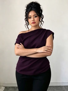 Elenzga 春夏秋優雅通勤度假風極簡休閒女款時尚熱銷百搭舒適面料大尺碼襯衫 - 紫色 - 查看 6