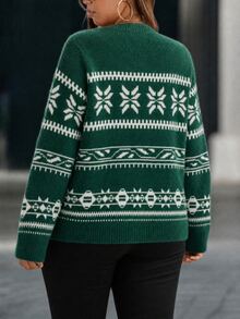 EMERY ROSE Christmas Knitted Sweater Women Winter New Style Elegant Versatile Pullover Top - Multicolor - View 2