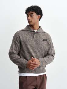 TOKVUE Men's Solid Color Casual Versatile Daily Wear Long Sleeve Sweater - Brown - View 4