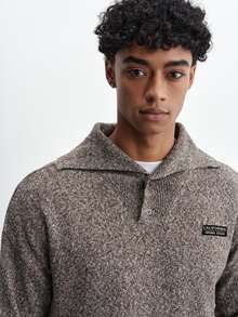TOKVUE Men's Solid Color Casual Versatile Daily Wear Long Sleeve Sweater - Brown - View 6