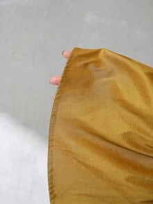 BamGlimmer 女款日常通勤休閒浪漫度假多層3D抓皺荷葉邊裙 - 黃色 - 查看 10