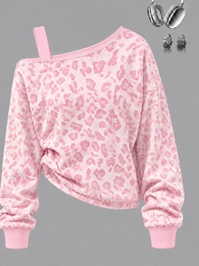Tween Girls Digital Print Diagonal Shoulder Strap Fashion Sweatshirt, Suitable For Autumn/Winter, Casual And Comfortable, Fashionable Casual Wear, Graphic Design, Style, Suitable For Outings, Outdoor Sports, Back To School, Autumn, Back To School Party - Grey - View 3
