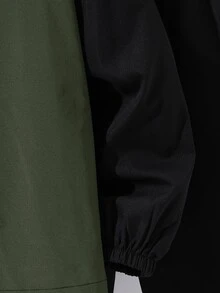 SHEIN 2pcs/Set Teen Boy Casual Sports Graphic Contrast Color Hoodie Jacket And Pants Set,Autumn/Winter - Army Green - View 8