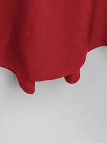 SHEIN Tall CURVE 大尺碼女款法式休閒夏季短袖V領長版洋裝 - 紅色 - 查看 5