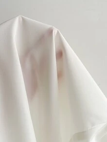 Elamini Minimalist American Style White Frill Trim V-Neck Short Sleeve Shirt, Pleated Cinched Waist Blouse For Women - White - View 4
